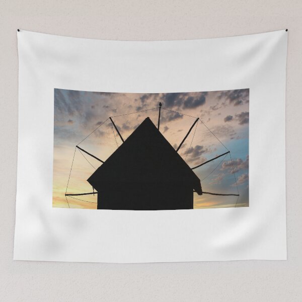 Item preview, Windmill black silhouette Nesebar Bulgaria designed and sold by goceris.