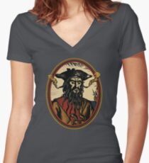 Black Beard Women's Fitted V-Neck T-Shirt