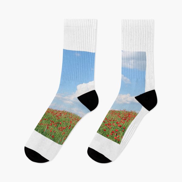 Item preview, Red poppies flower meadow landscape springtime  designed and sold by goceris.