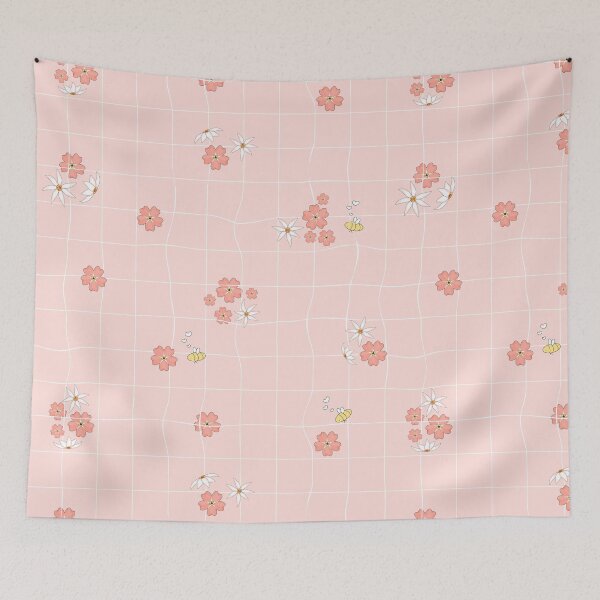 Item preview, Copy of Daffodils, white, yellow, pink forget-me-not flowers on light background. Seamless repeat pattern of squared rough pastel paper designed and sold by essskina.