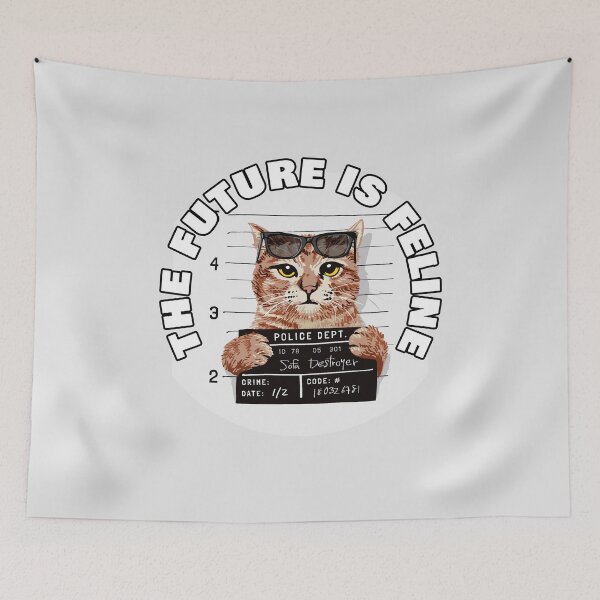 Item preview, The Future Is Feline - Felony Cat - White designed and sold by NoMatterLab.
