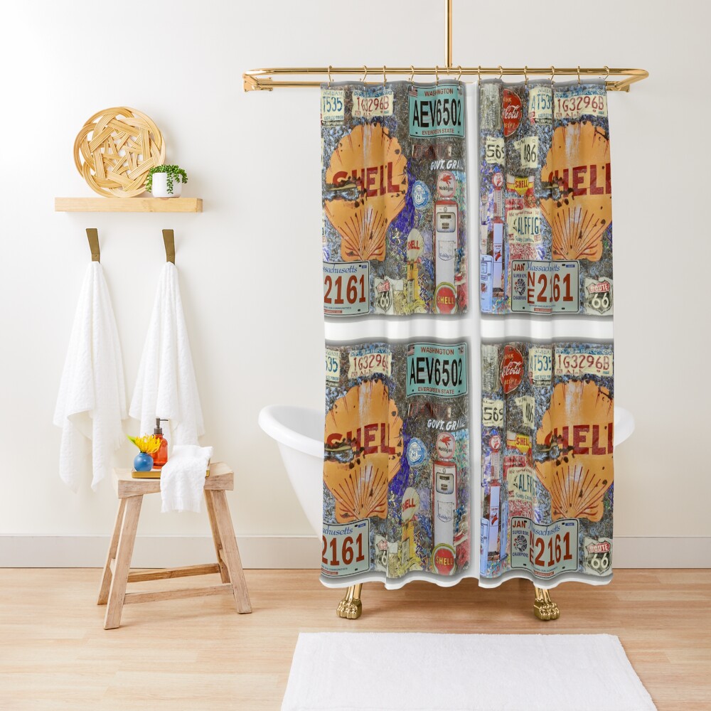 "Gasoline Series Shell Gasoline Station 2020" Shower Curtain by