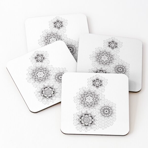 Item preview, Four pen and ink dotwork mandalas with a geometric pattern designed and sold by René Voortwist Pen and Ink art.