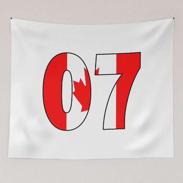 Item preview, Number 07 with Canadia flag on the background designed and sold by AllShirts21.