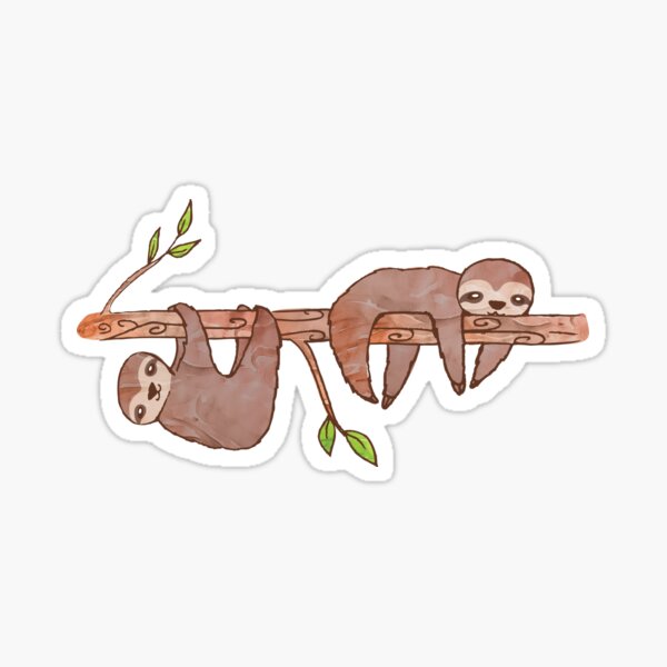 Baby Sloths hanging on Tree Pattern Sticker