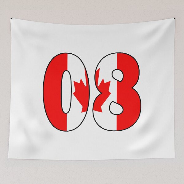 Item preview, Number 08 with Canadia flag on the background designed and sold by AllShirts21.