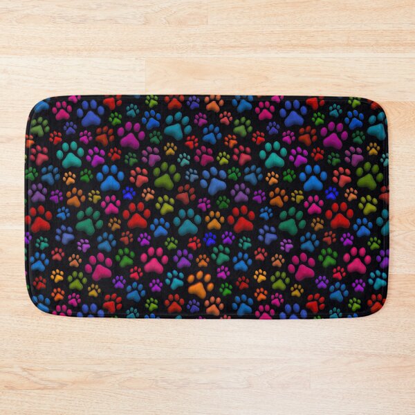 Item preview, Multicoloured Cat Paws on black 3D designed and sold by AxeLeon Patterns.