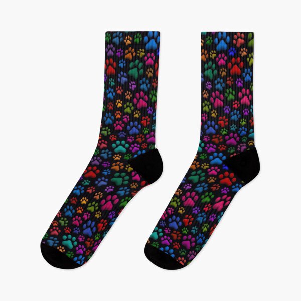 Item preview, Multicoloured Cat Paws on black 3D designed and sold by AxeLeon Patterns.