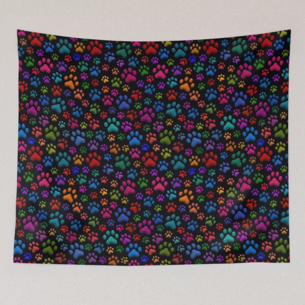Item preview, Multicoloured Cat Paws on black 3D designed and sold by AxeLeon Patterns.