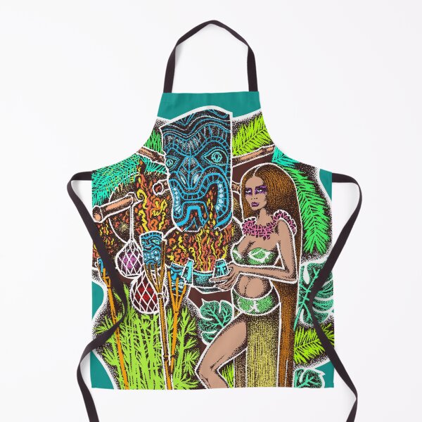 Item preview, Tiki style fantasy, polinesian retro pin up, exotica plants, tiki god essential, hawaiian sexy girl designed and sold by Francesco Carli.