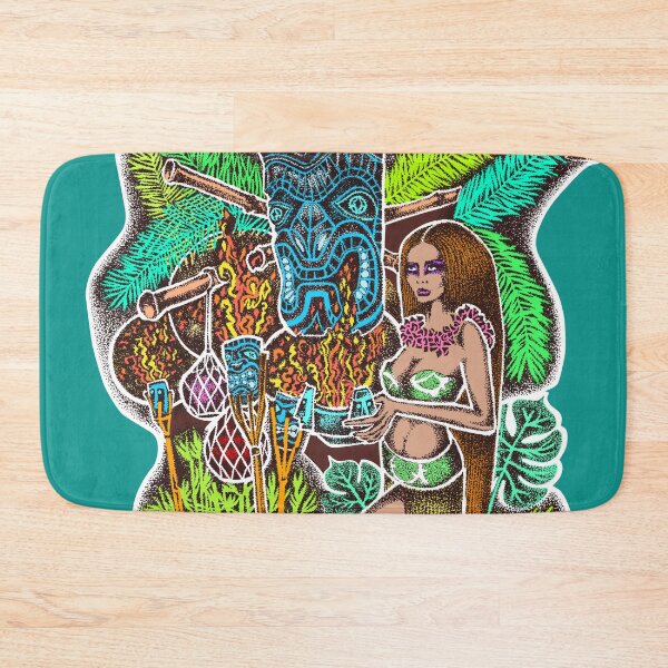 Item preview, Tiki style fantasy, polinesian retro pin up, exotica plants, tiki god essential, hawaiian sexy girl designed and sold by Francesco Carli.