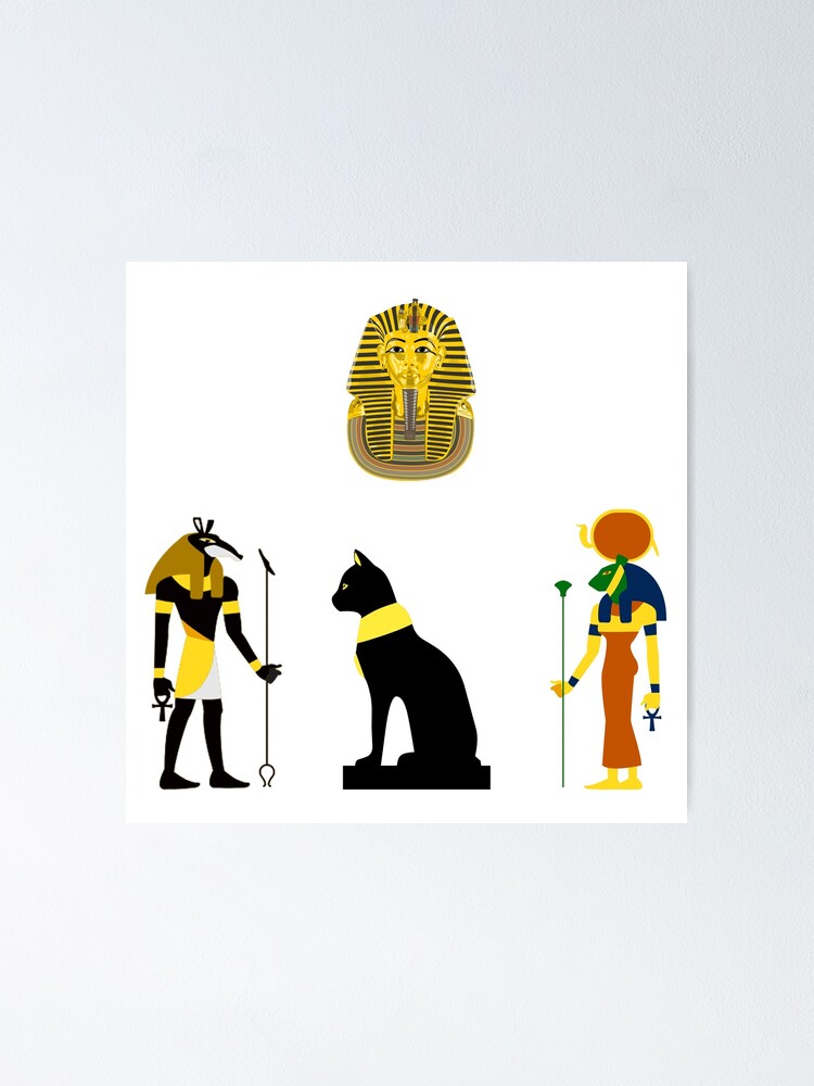 "Egyptian hieroglyphs Gods , bastet Ancient Pharaoh Egypt" Poster for