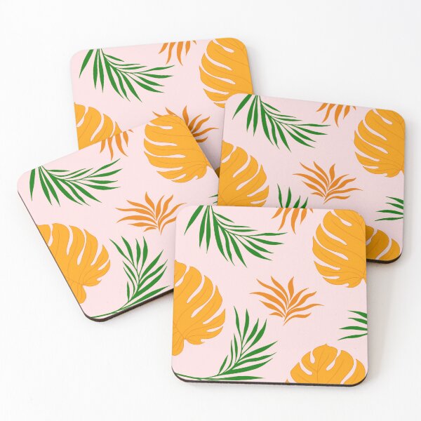 Item preview, Peachy Pink Orange and Green Tropical Leaf Pattern designed and sold by Cute Designs Shop.