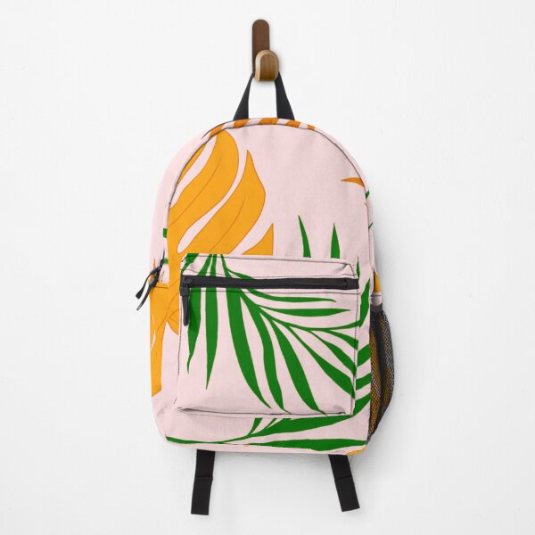 Aperçu de l'œuvre Motif de feuilles tropicales orange et vert rose pêche créée et vendue par Cute Designs Shop.