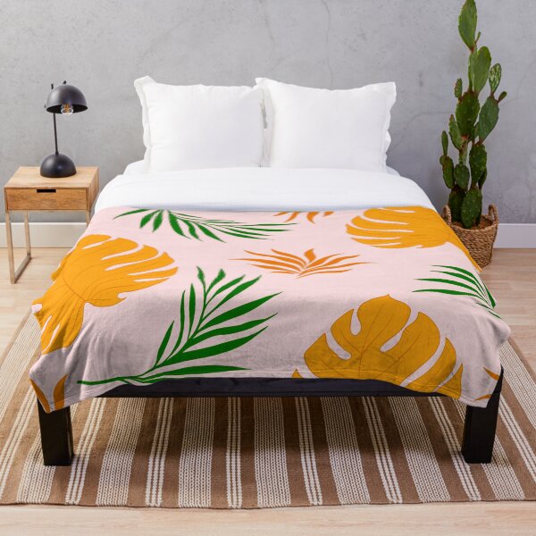 Item preview, Peachy Pink Orange and Green Tropical Leaf Pattern designed and sold by Cute Designs Shop.