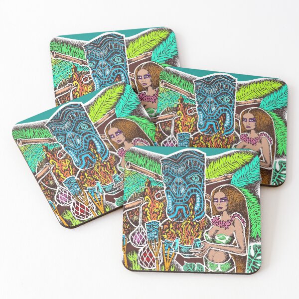 Item preview, Tiki style fantasy, polinesian retro pin up, exotica plants, tiki god essential, hawaiian sexy girl designed and sold by Francesco Carli.