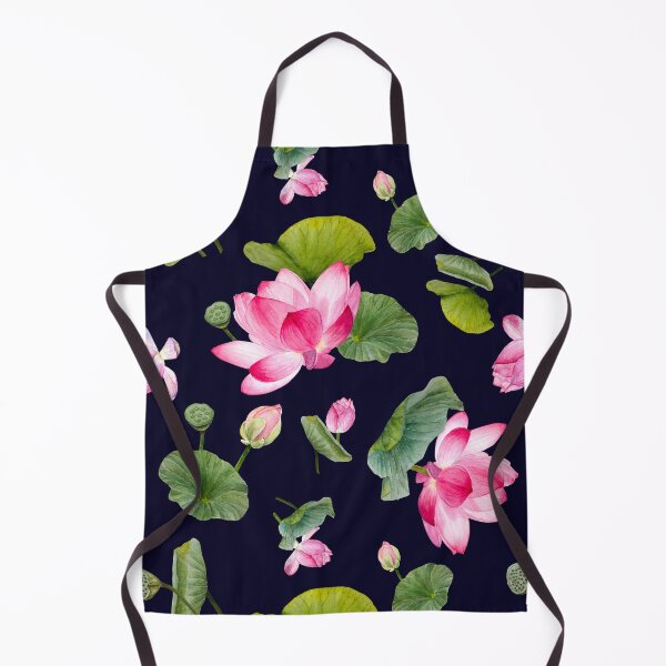 Item preview, Watercolor lotus pattern dark navy designed and sold by fengyuhao.