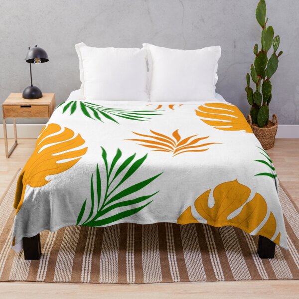 Item preview, Burnt Orange and Green Large Tropical Leaf Pattern designed and sold by Cute Designs Shop.