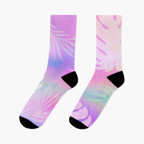 Item preview, Pink and Purple Pastel Tie dye with Orange and Green Tropical Leaf Pattern designed and sold by Cute Designs Shop.