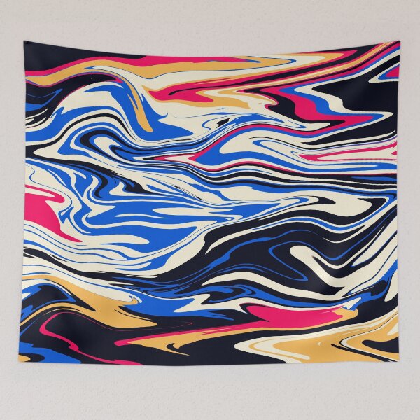 Item preview, red blue orange abstract marble paint designed and sold by meh4u2.