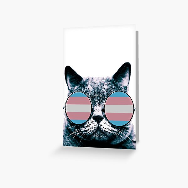 Transgender Cat with Sunglasses Greeting Card