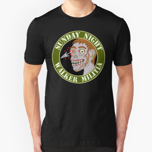 Zombie Patch Funny Sunday Night Walker Militia Slim Fit T-Shirt