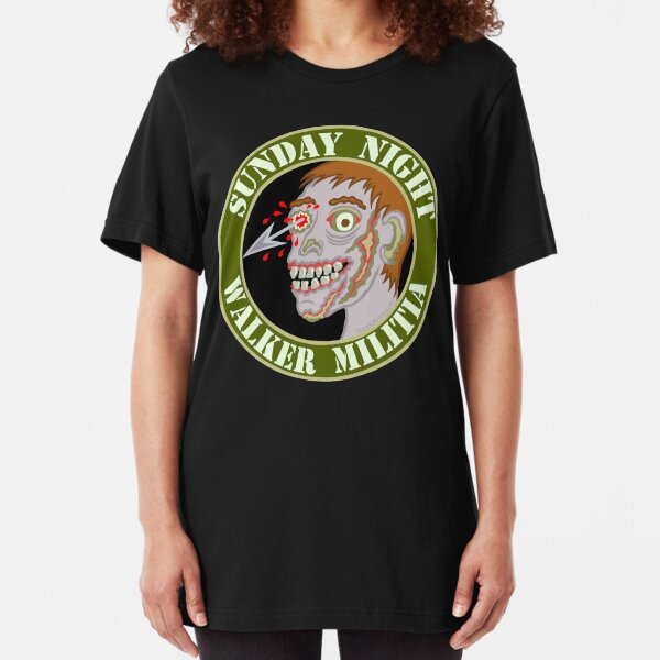 Zombie Patch Funny Sunday Night Walker Militia Slim Fit T-Shirt