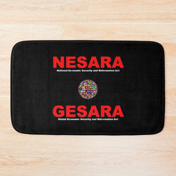 Item preview, Nesara Gesara, in red lettering designed and sold by Art With Impact – Statement Art & Apparel for Deep Thinkers.