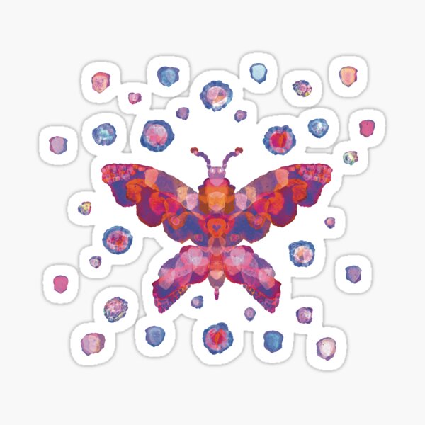Colorful butterfly with heart on spotty background Sticker