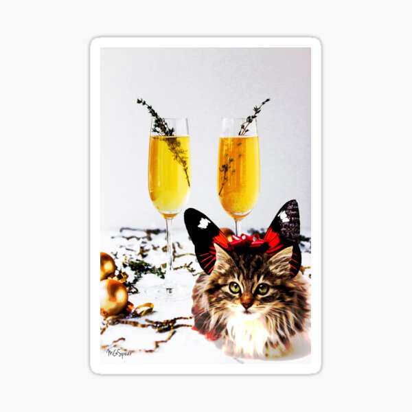 Holiday Celebration Kitten with Butterfly Wings Sticker