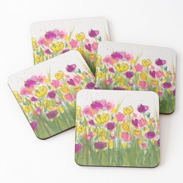 Abstract Field of Flowers Coasters (Set of 4)