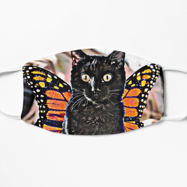 monarch butterfly black cat Flat Mask