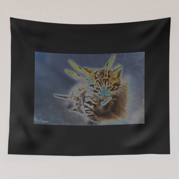 Item preview, Dragonfly kitten licking paw designed and sold by MGSpear.
