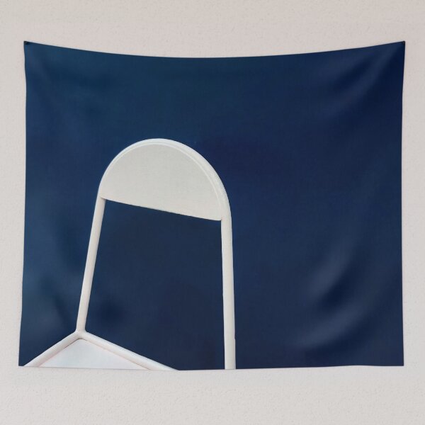 Item preview, White chair on Blue background designed and sold by julidescole.
