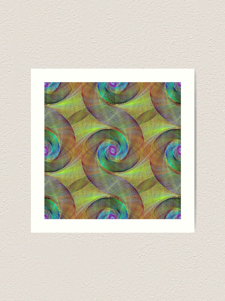 Fibonacci Spiral Art Print - Spiraling Yellow Abstract Poster Art