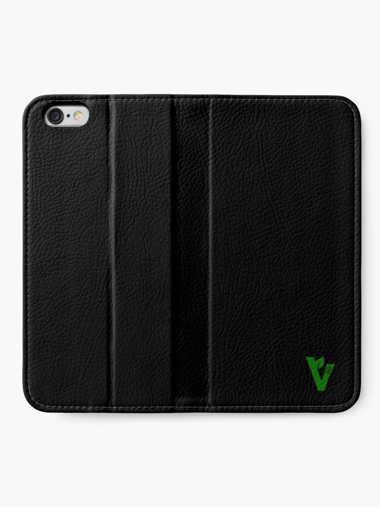 Thumbnail 2 of 6, iPhone Wallet, V for vegan - small - dark BG designed and sold by reIntegration.
