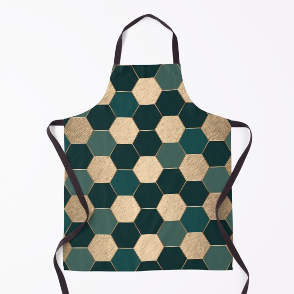 Item preview, Gold and Dark Green Elegant Geometric Hexagon Pattern designed and sold by CynthiaGraphics.