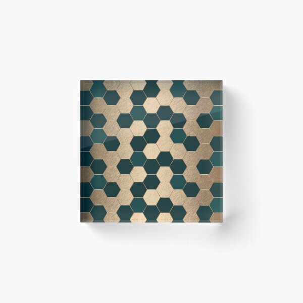 Item preview, Dark Green and Gold Elegant Geometric Hexagon Pattern designed and sold by CynthiaGraphics.