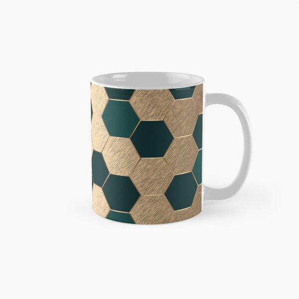 Item preview, Dark Green and Gold Elegant Geometric Hexagon Pattern designed and sold by CynthiaGraphics.