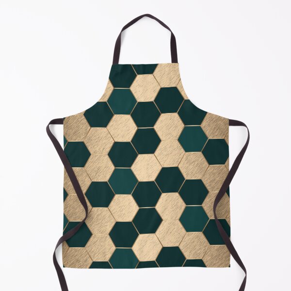 Item preview, Dark Green and Gold Elegant Geometric Hexagon Pattern designed and sold by CynthiaGraphics.