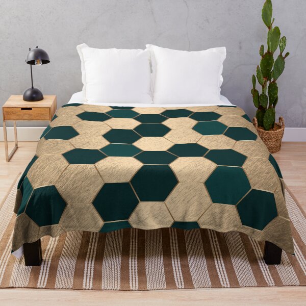 Item preview, Dark Green and Gold Elegant Geometric Hexagon Pattern designed and sold by CynthiaGraphics.