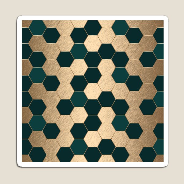 Item preview, Dark Green and Gold Elegant Geometric Hexagon Pattern designed and sold by CynthiaGraphics.