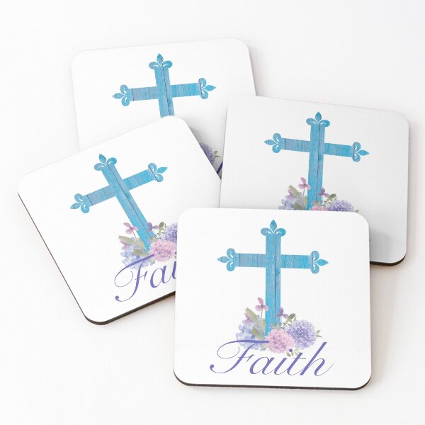 Item preview, Easter Design with Hydrangea Flowers a Blue Wood Floral Cross and Faith designed and sold by Cute Designs Shop.