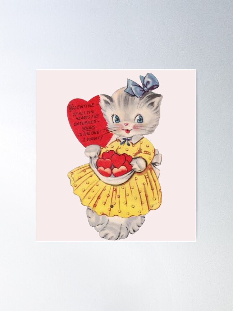 Let’s cuddle Shoe and Kitten Vintage Valentine’s Day Card | Poster