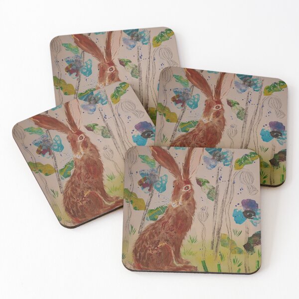 Item preview, Hare among Blue Poppies, Collage designed and sold by Casimirasart.