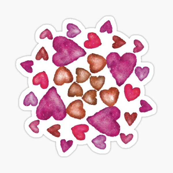 Pink, red and brown hearts in circle Sticker