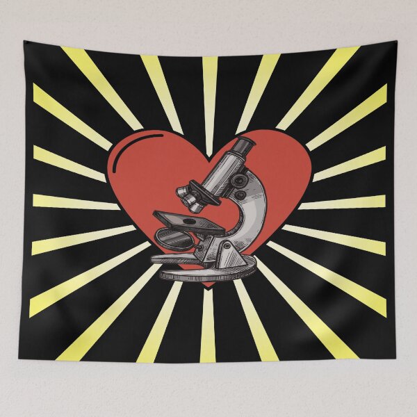 Item preview, RETRO RAYS CARTOON HEART HAND DRAWN MICROSCOPE SCIENCE LABORATORY designed and sold by Hippiesole.