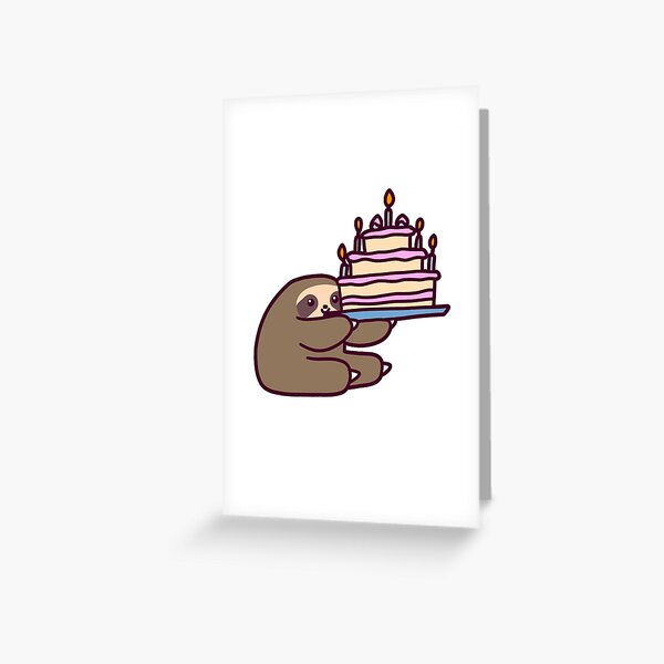 Birthday cake Sloth Greeting Card