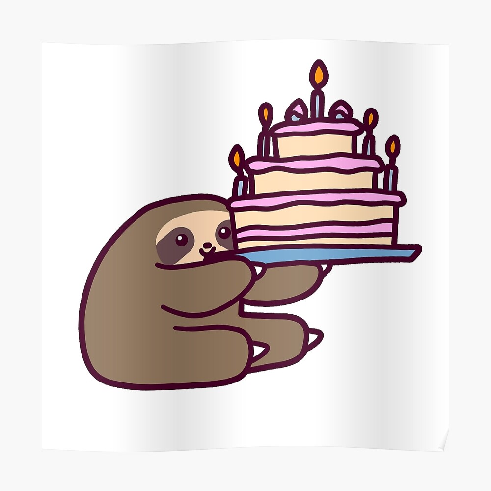 Sticker Gateau D Anniversaire Paresseux Par Saradaboru Redbubble