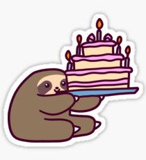 Birthday cake Sloth Sticker